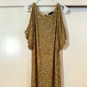 Gold Sparkly Mini Aidan Mattox Dress